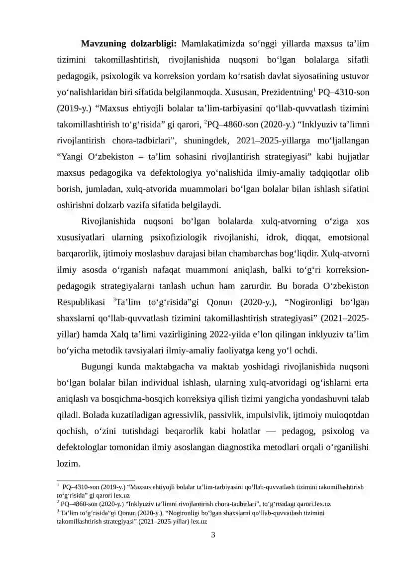 Rivojlanishida nuqsoni bo‘lgan bolalar xulq-atvorining psixologik xususiyatlari va korreksiyasi 2