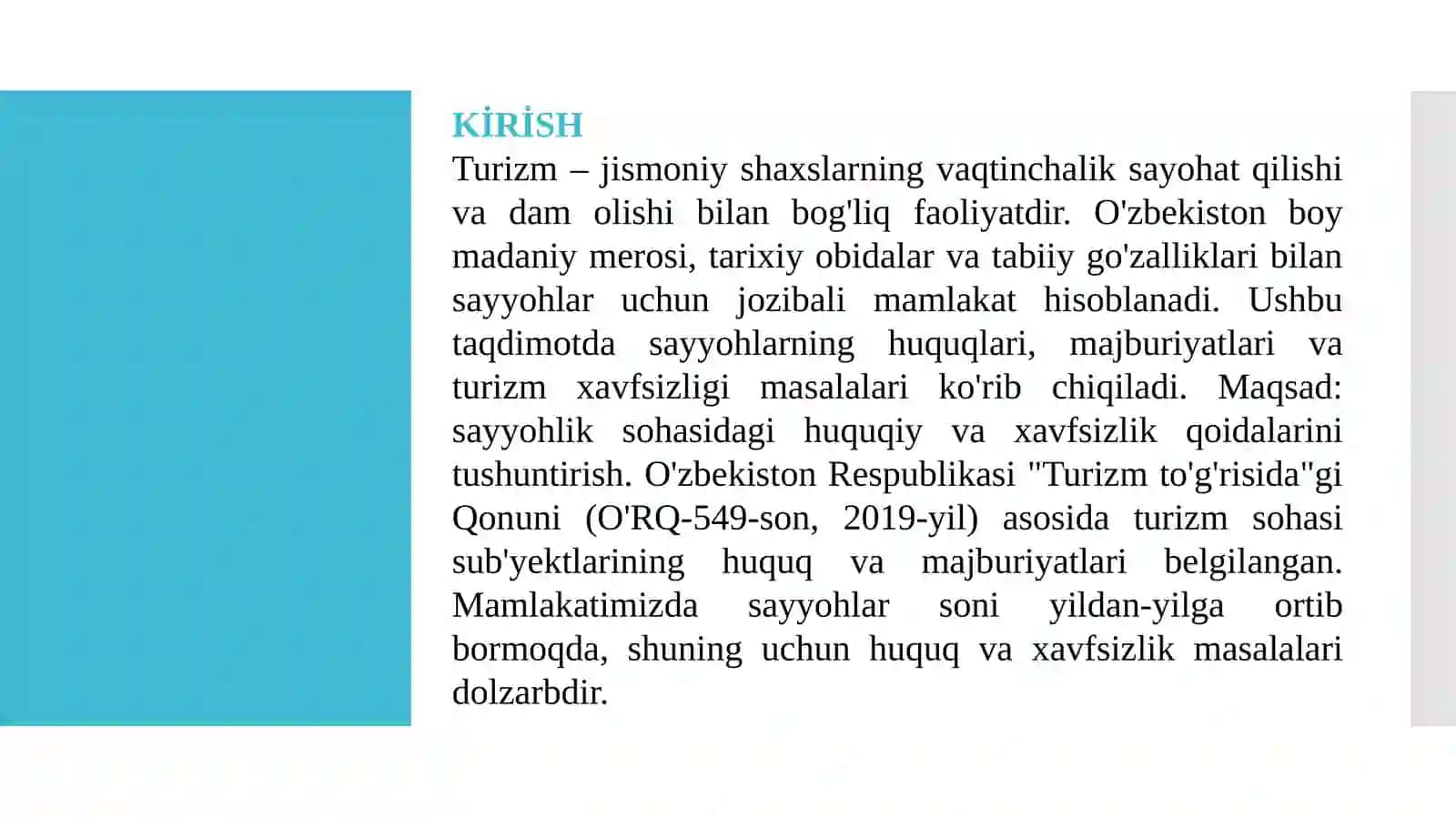 Sayyohning huquqlari va majburiyatlari 2