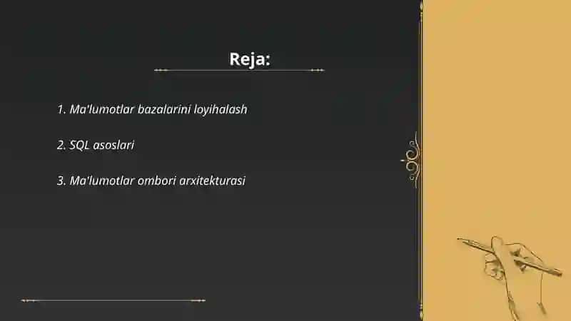 Ma'lumotlar bazalari bilan ishlash texnologiyalari 2