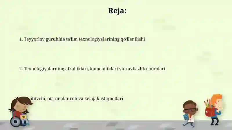 Ta'lim texnologiyalari turlari va tayyorlov guruhida qo'llanilishi 2