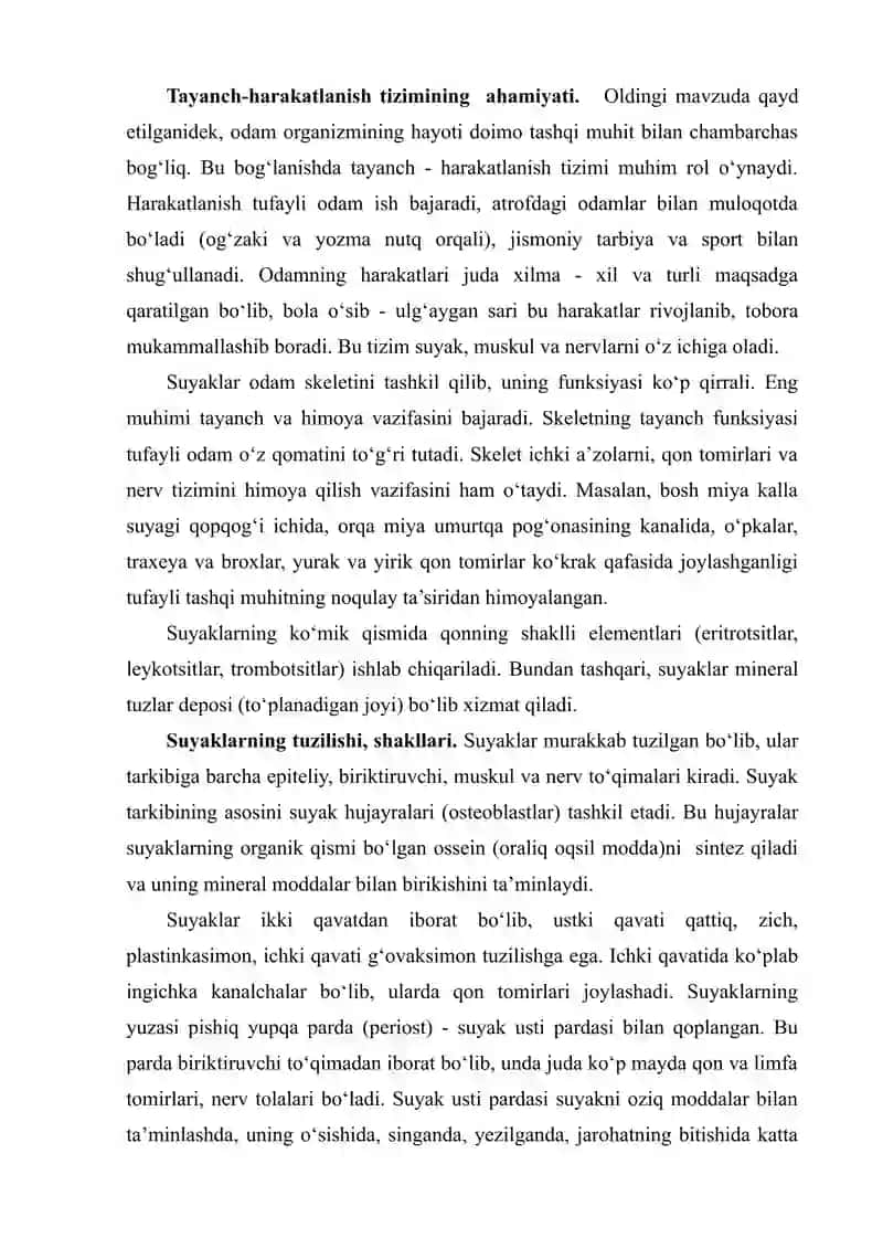 Suyaklarning tuzilishi, shakllari, tarkibi, birikishi 2
