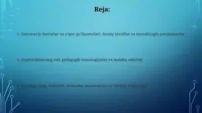 Zamonaviy dasturlar va o'quv qo'llanmalari 2