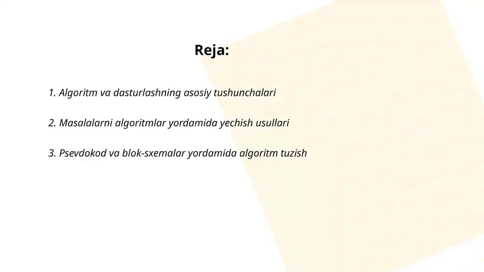 Algoritm va dasturlashning asosiy tushunchalari 2