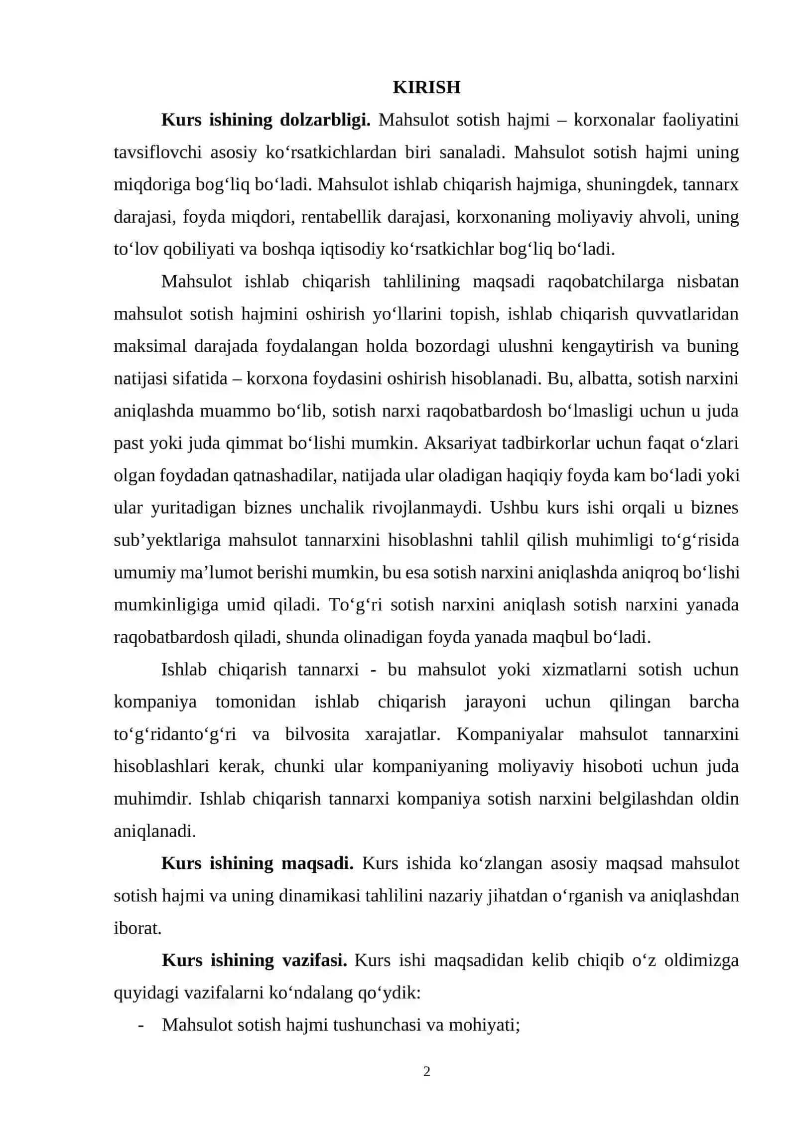 MAHSULOT SOTISH HAJMI VA UNING DINAMIKASINI TAHLILI 2