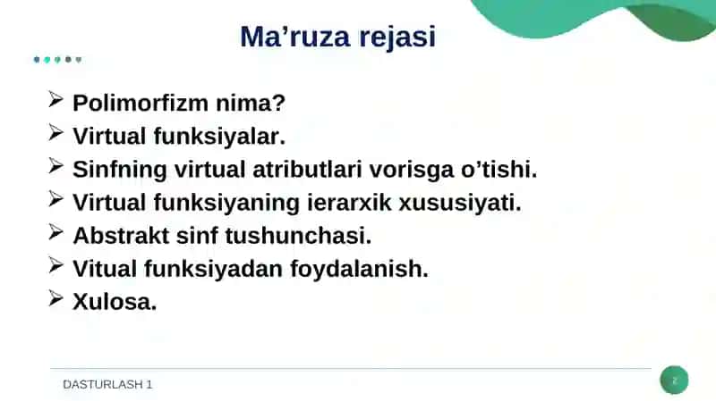 Polimorfizm VA UNING TURLARI 2