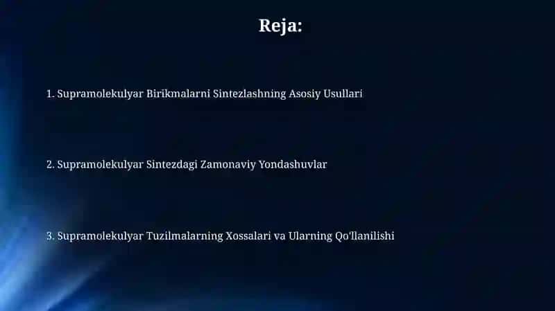 Supramolekulyar birikmalar sintezi 2