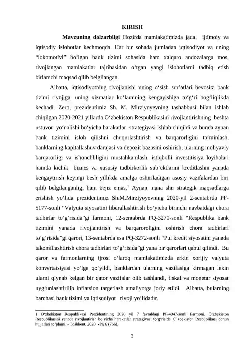 TIJORAT BANKLARIDA KREDIT TURLARI VA ULARNING HOLATI TAHLILI 2