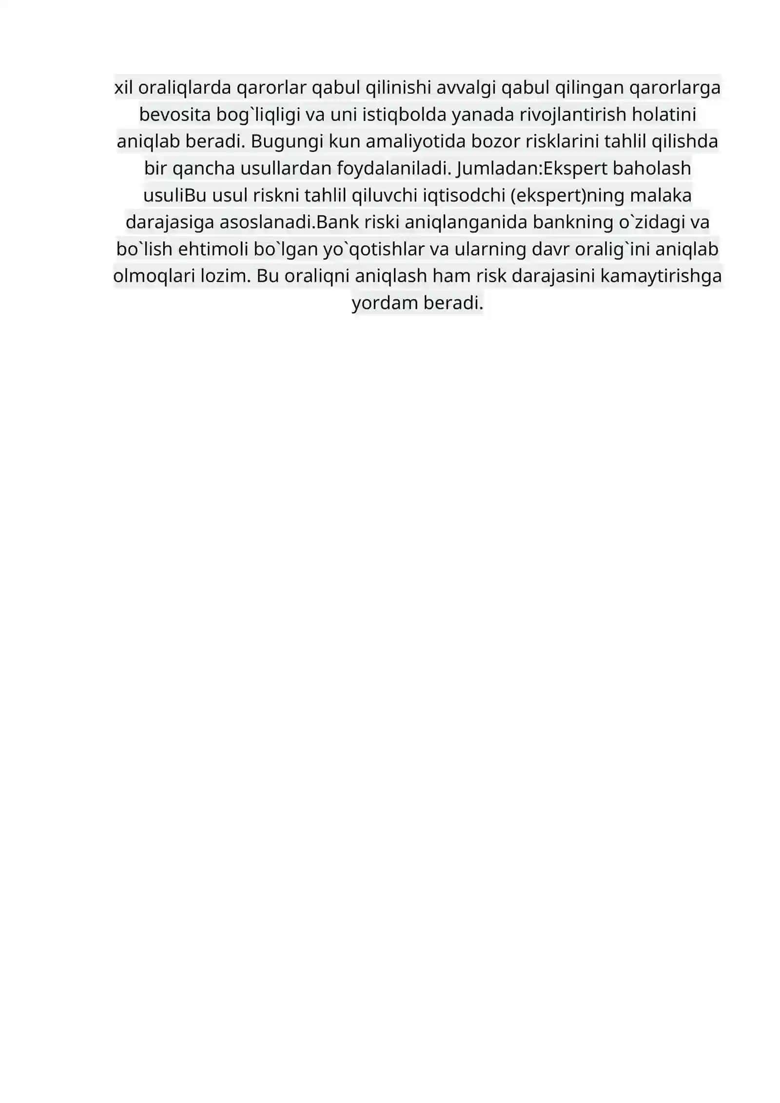 Bozor risklarni baholash usullari va yo'llari 2