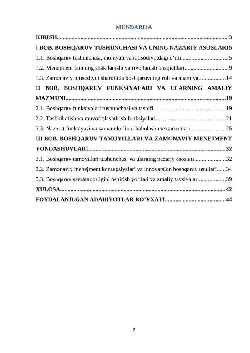 Boshqaruv funksiyalari to’g’risida tushuncha boshqaruv tamoyillari 2