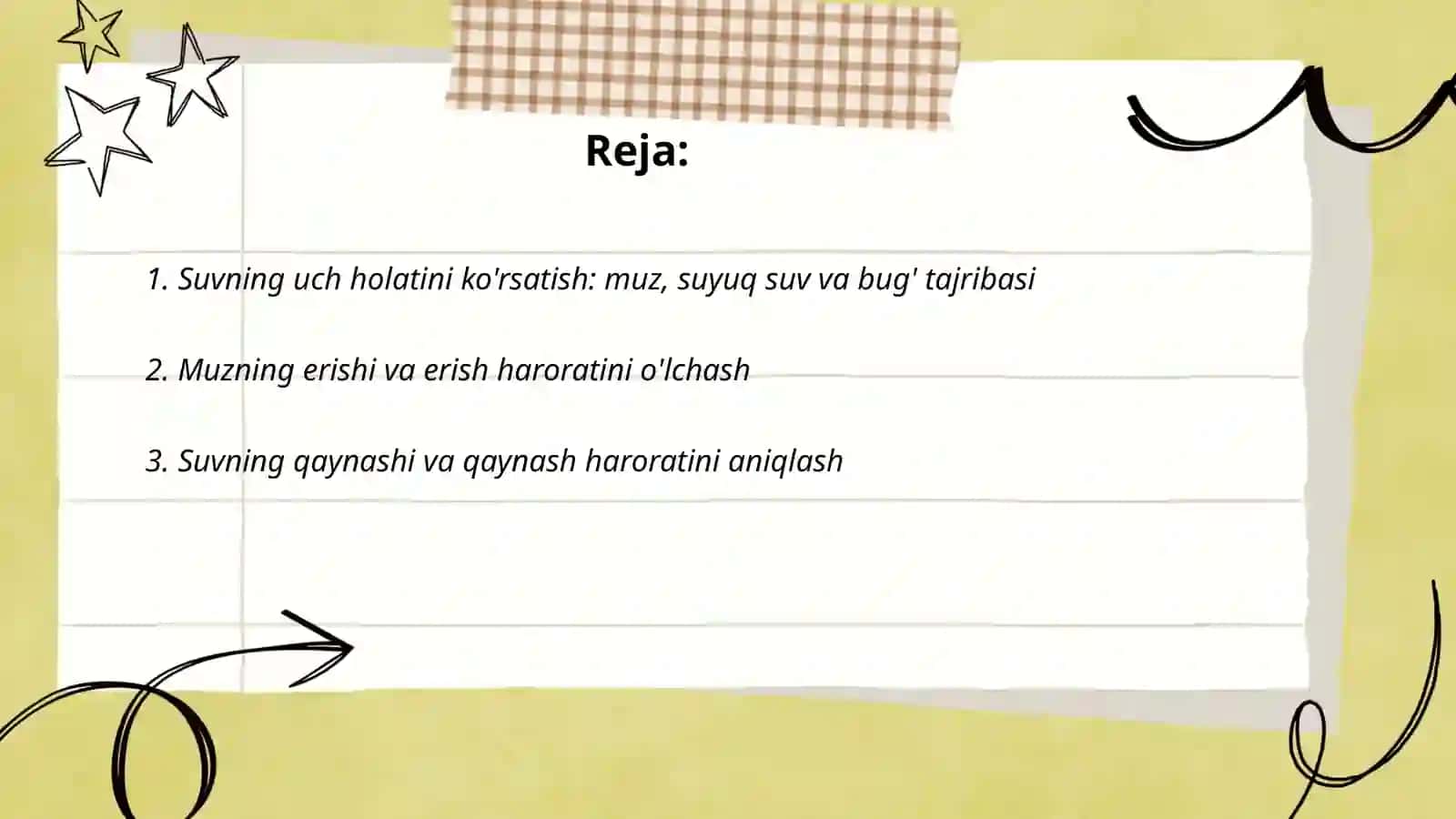 Suvning uch holatini tajribada o'rganish 2