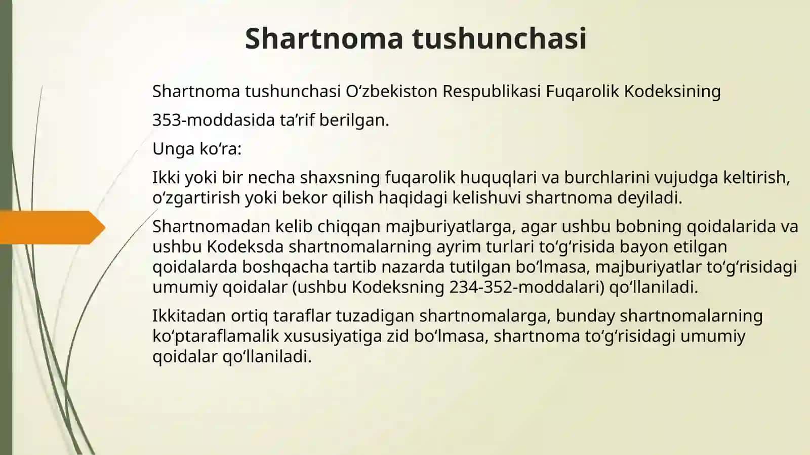 SHARTNOMA TUSHUNCHASI VA SHARTLARI 2