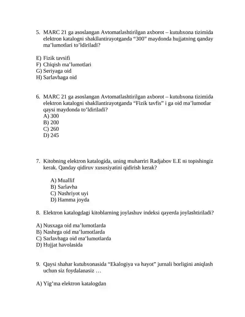 MARC 21 ga asoslangan Avtomatlashtirilgan axborot – Kutubxona tizimi 2