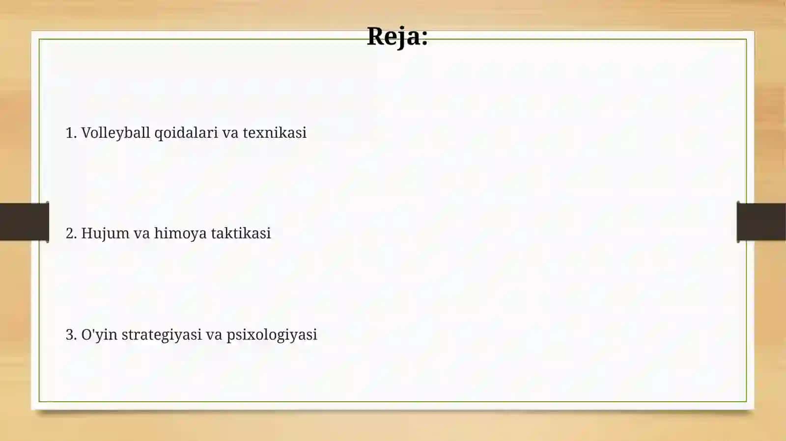 Voleybol oʻyini qoidasi, texnikasi va taktikasi 2