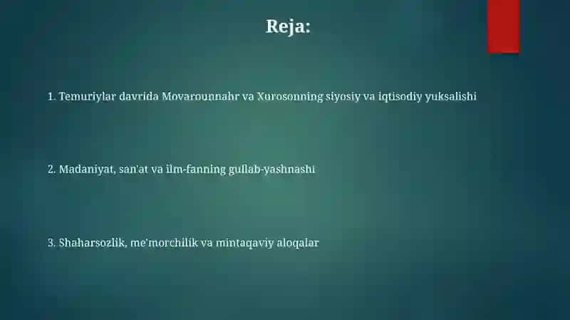 Temuriylardavrida Movarounnahr va Xuroson 2