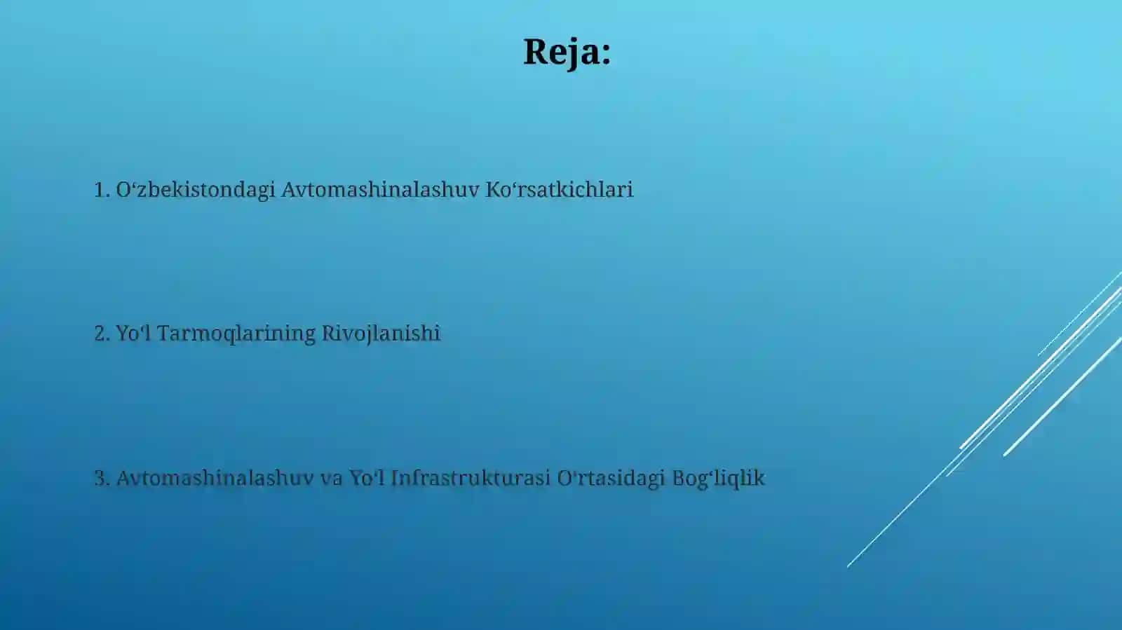 Oʻzbekistondagi Avtomashinalashuv Koʻrsatkichlari 2