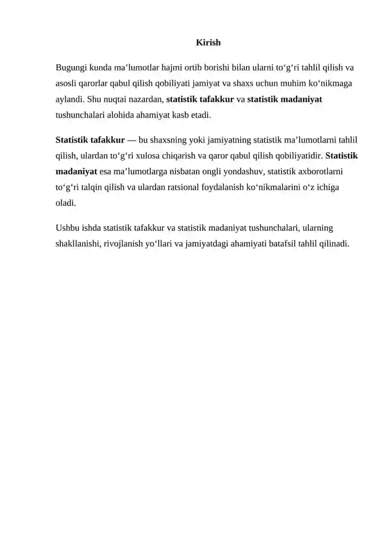 STATISTIK TAFAKKUR VA STATISTIK MADANIYAT 2