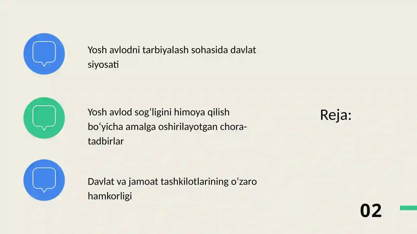 Davlatimizning yosh avlodni tarbiyalash va sog‘ligini himoya qilish yo‘lida olib borilayotgan ishlari 2