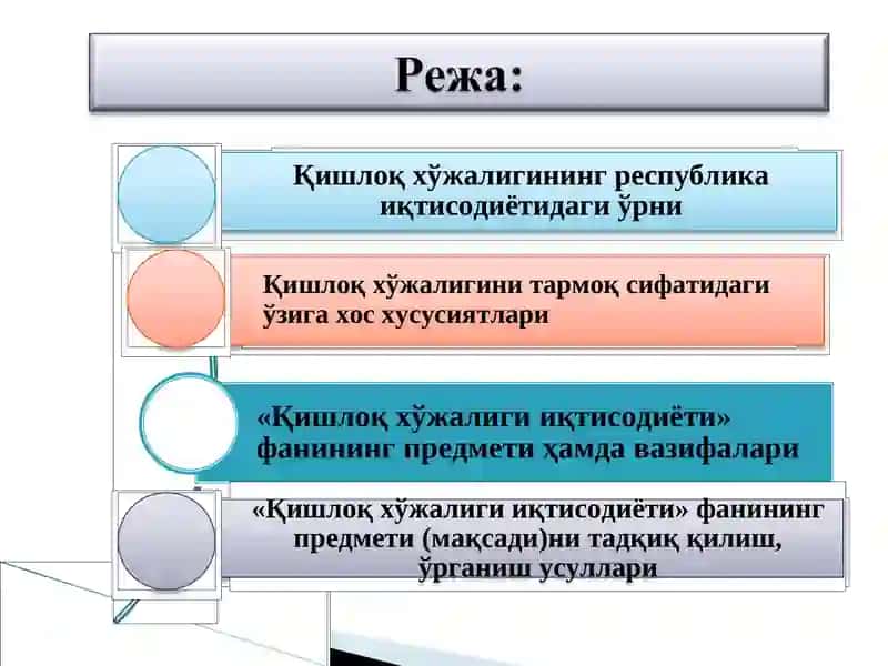 Тармоқлар иқтисодиёти (“Қишлоқ хўжалиги иқтисодиёти”) фани 2