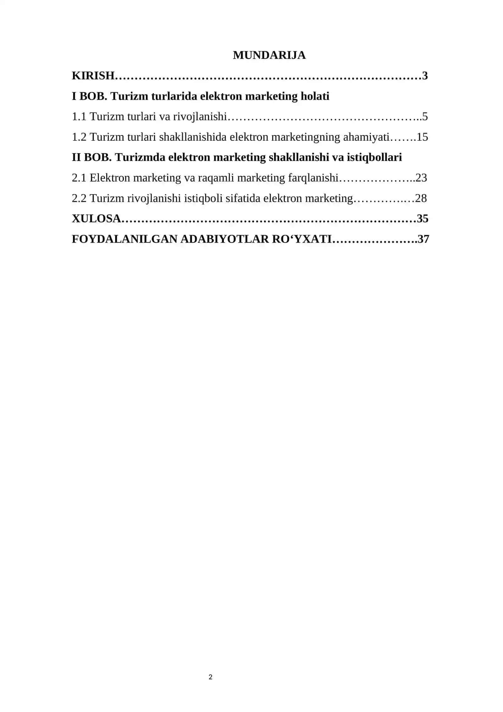TURIZMDA ELEKTRON MARKETING TASNIFI 2