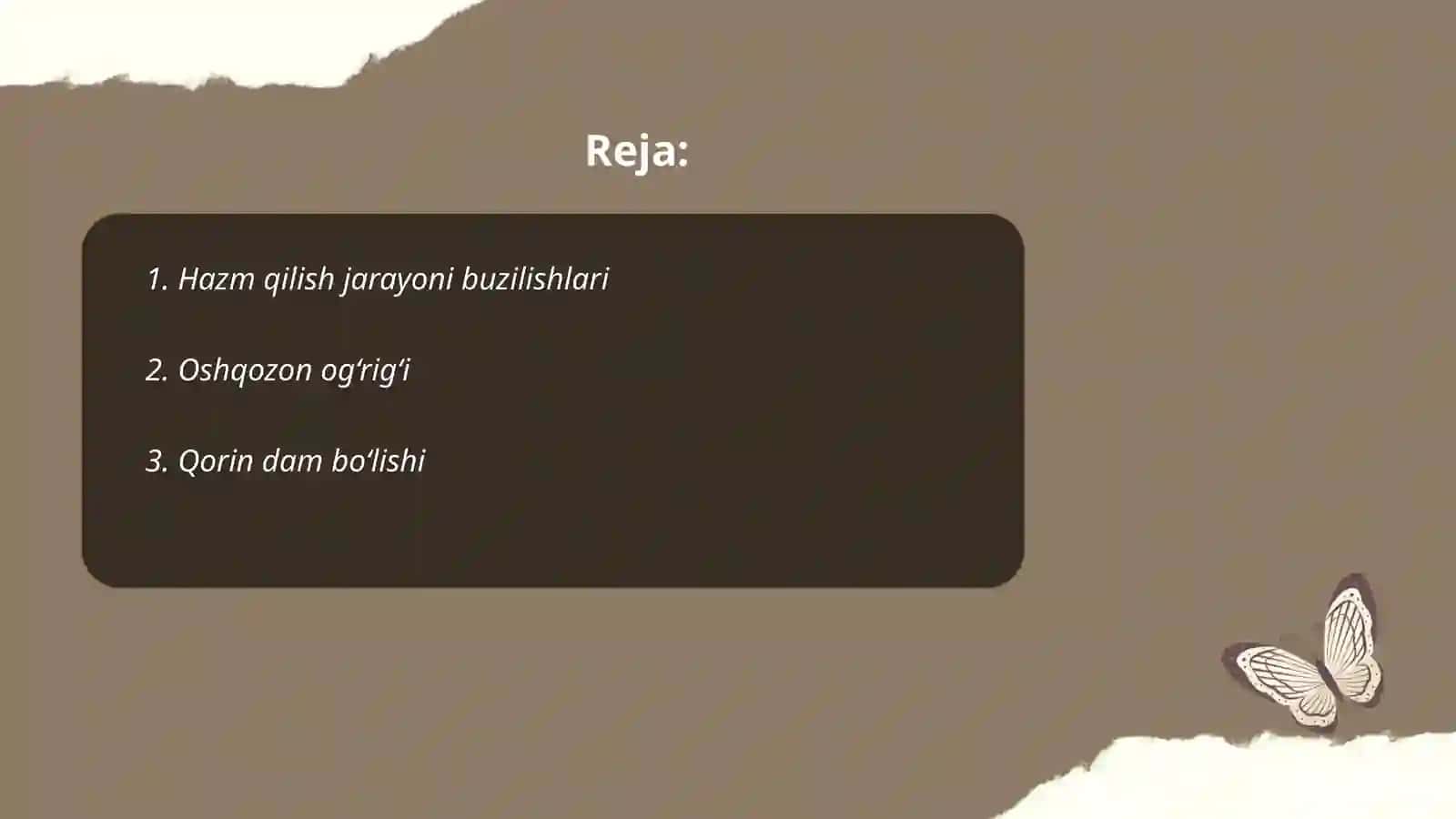 Ovqat hazm qilish aʼzolari tizimi kasalliklarining umumiy alomatlari va tekshirish usullari 2