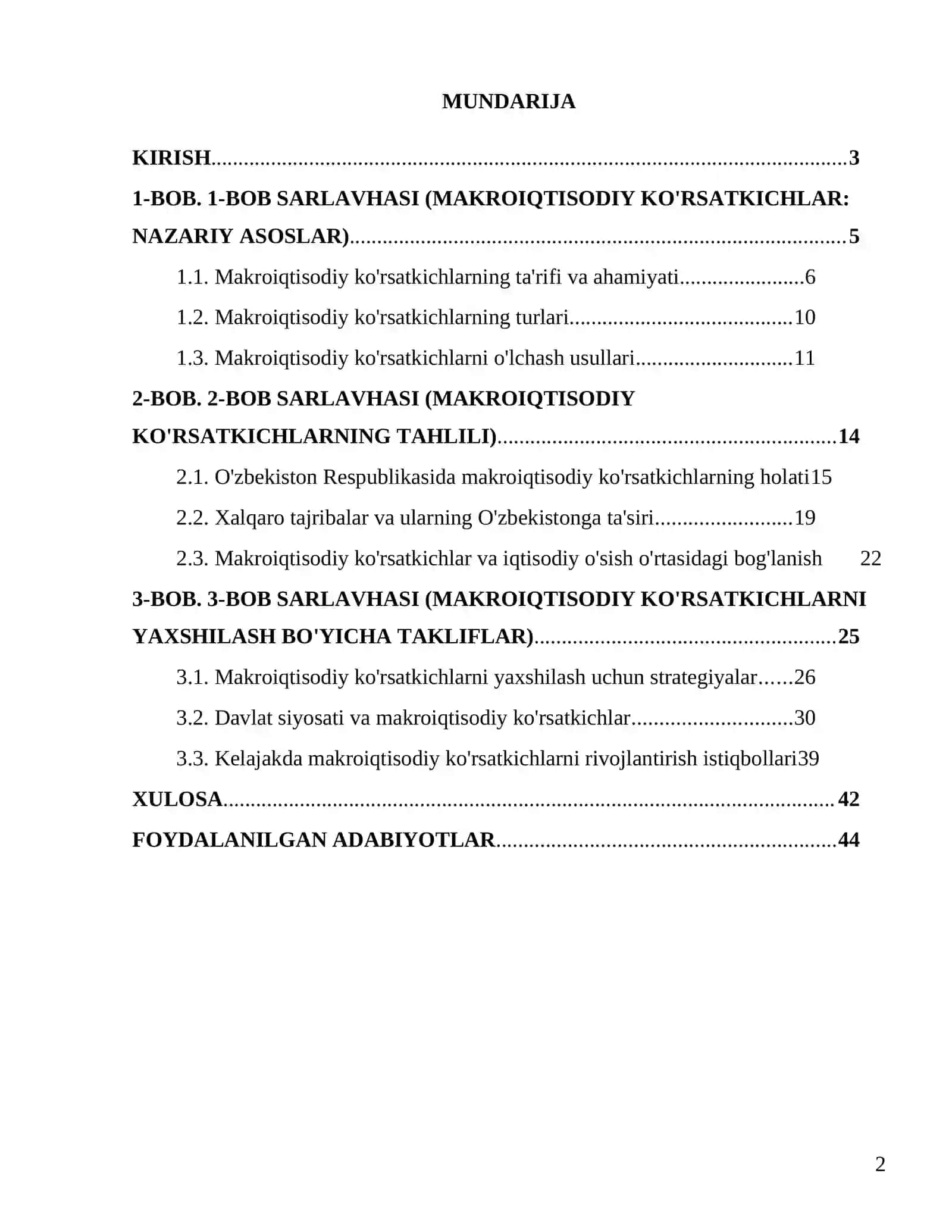 "Makroiqtisodiy ko'rsatkichlarning tarkibi va mohivati" 2