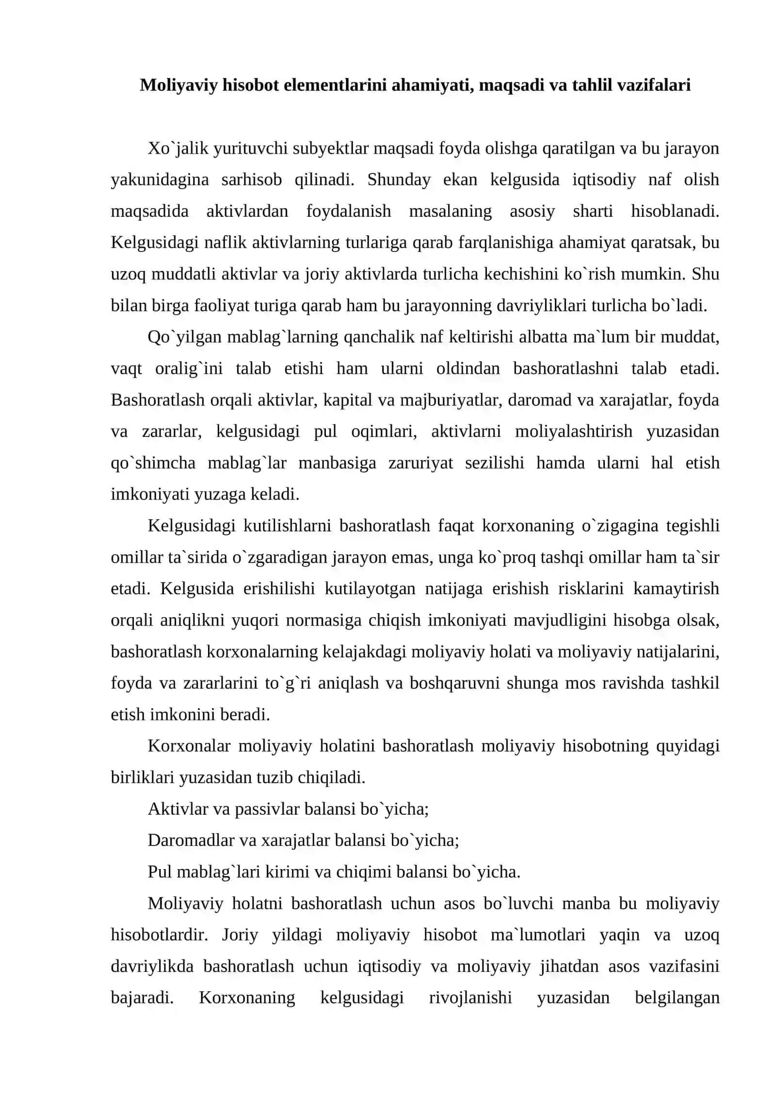 Moliyaviy hisobot elementlarini bashoratlash 2
