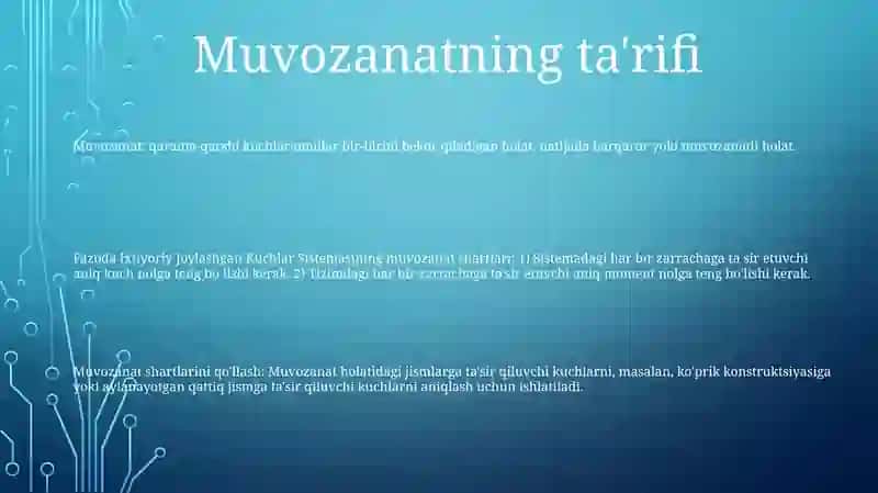 Fazoda Ixtiyoriy Joylashgan Kuchlar Sistemasining Muvozanat Shartlari 2