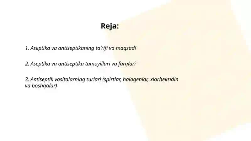 Aseptika va antiseptika asoslari 2