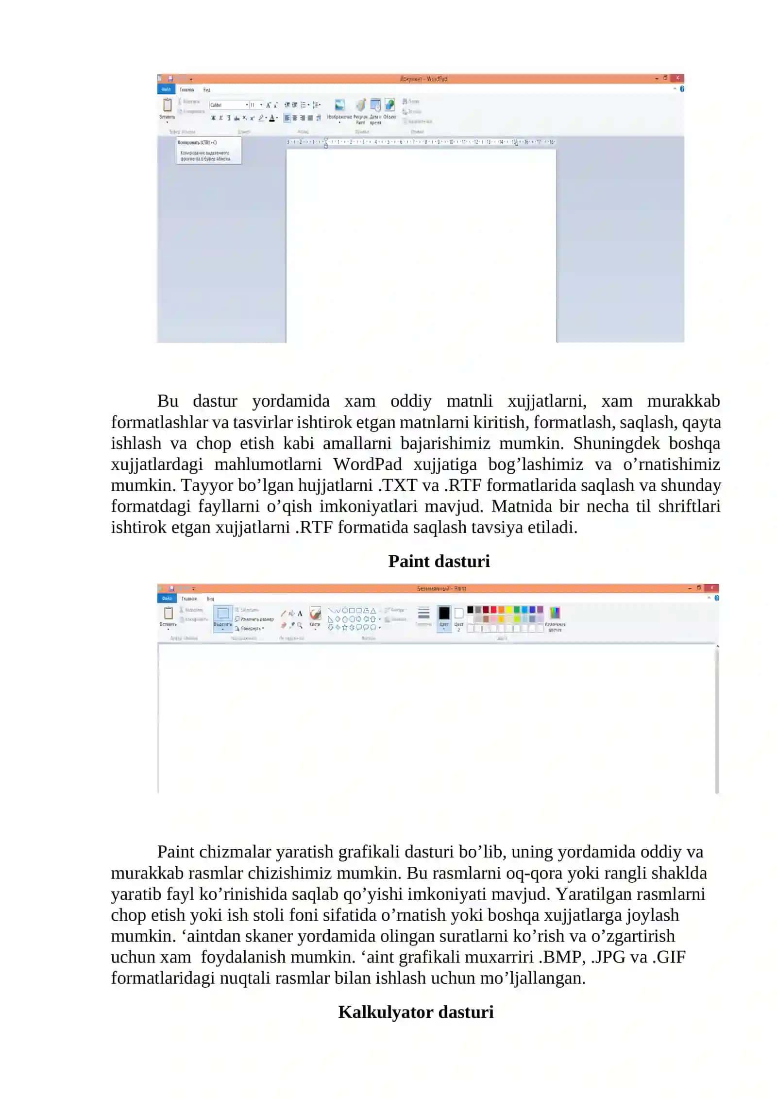 Ma’ruza 7. Standart amaliy dasturlar. Offiсe 2010 Imkoniyatlari va unda ishlash 2
