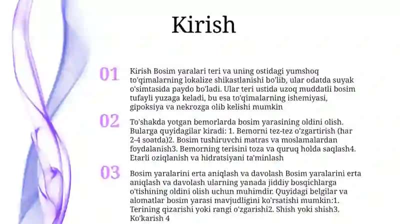 Bemorlarda Yotoq Yaralarini Oldini Olish 2