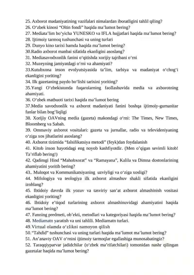 MEDIA SAVODXONLIK VA AXBOROT MADANIYATI 2