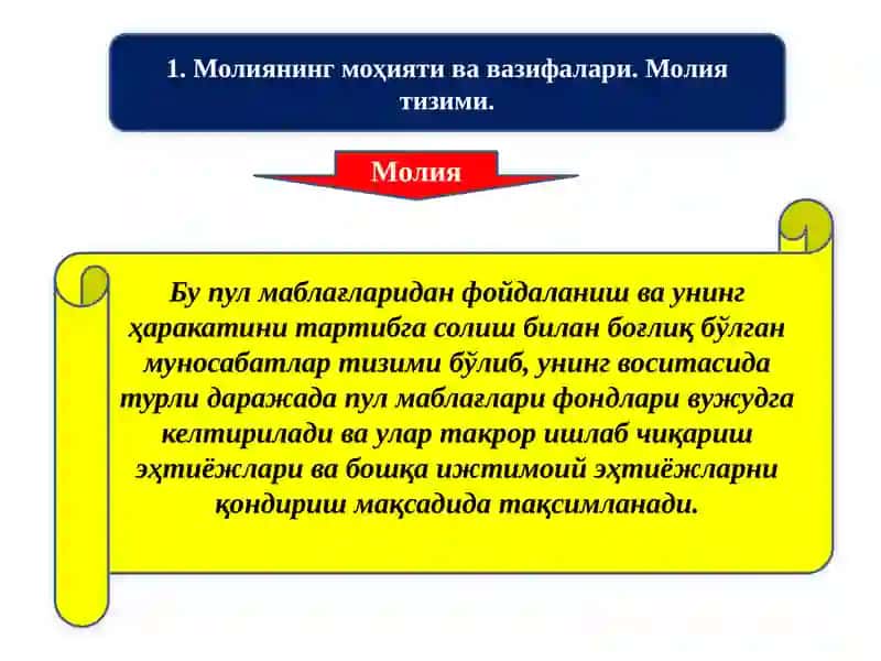 Молиянинг моҳияти ва вазифалари 2