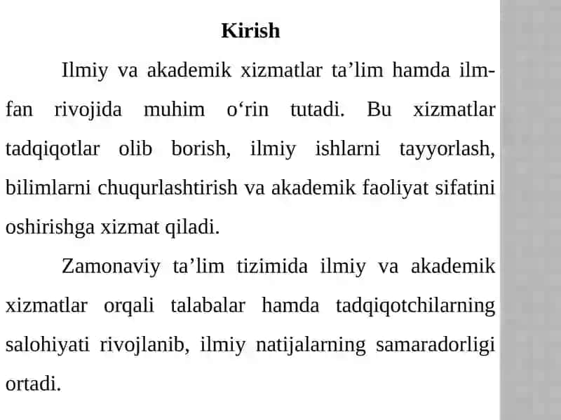 Ilmiy va akademik xizmatlar 2