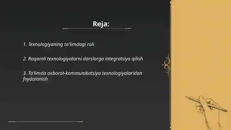 Texnologiya va uni o'qitish metodikasi 2