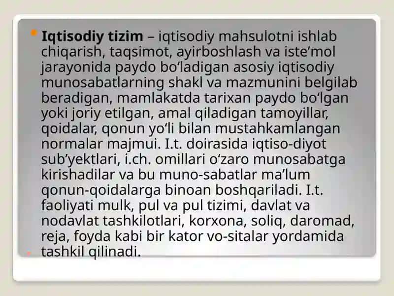 Iqtisodiyot tizimlari 2
