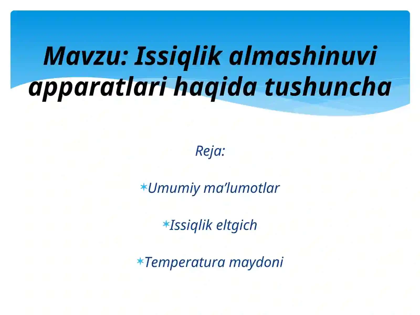 Issiqlik Almashinuvi Apparatlari 2