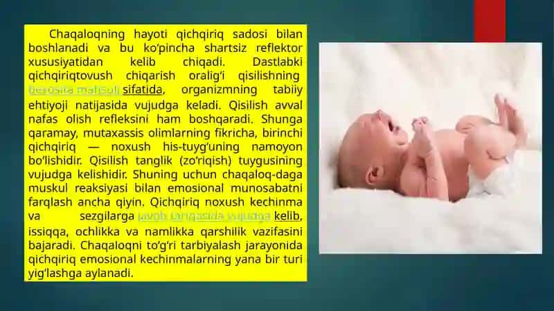 Chaqaloqlik davrida his-tuyg'uning o'sishi (jonlanishi) 2