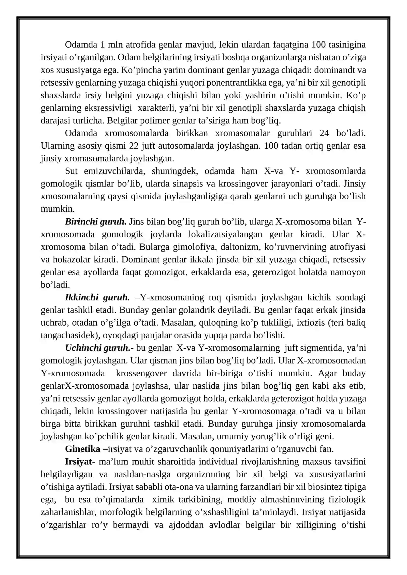 Irsiyat va salomatlik. Odam ginetikasining xususiyati. Mutatsiya. Gen mutatsiyalari 2