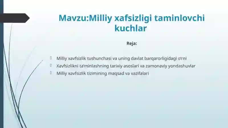 Milliy xafsizligi taminlovchi kuchlar 2