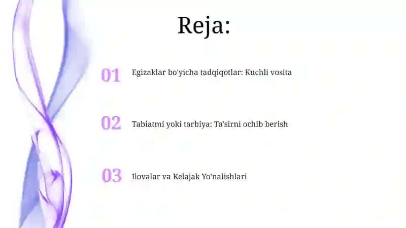 Egizaklar usuli gen va atrof-muhid bir-birga tasiri 2