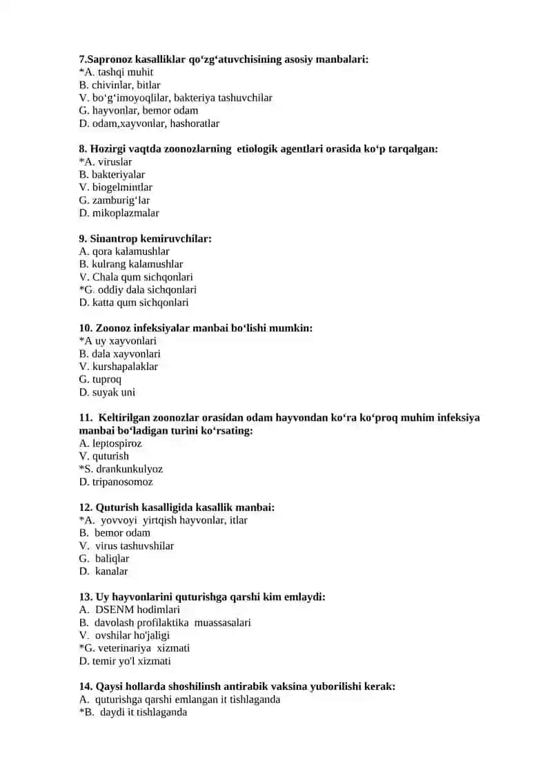 Zoonoz kasalliklar. Zoonoz infeksiyalarida epidemiologik nazorat 2