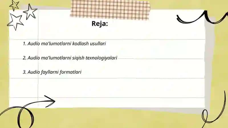 Audio ma'lumotlar taqdimoti 2