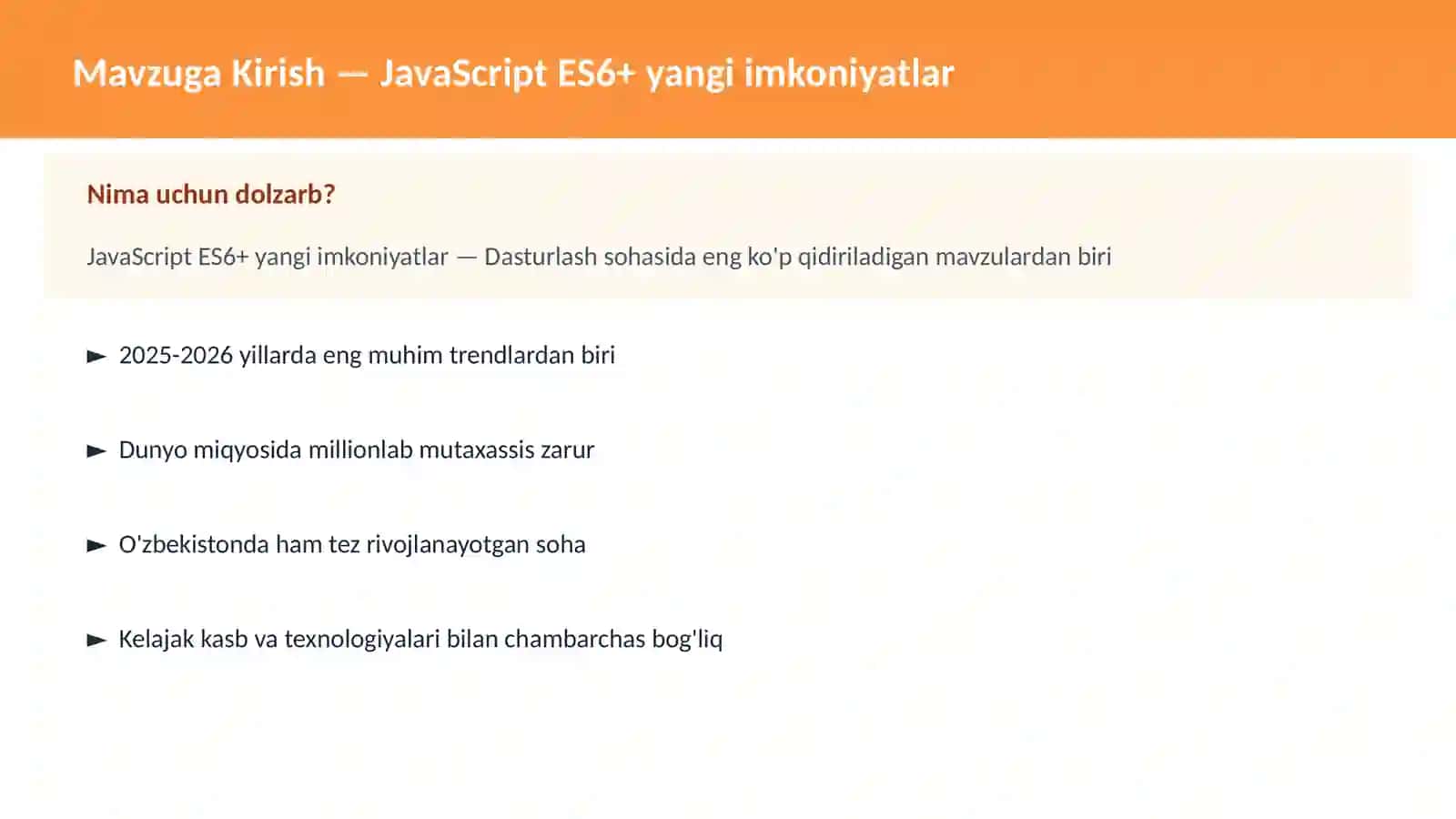 DASTURLASH | JAVASCRIPT VA WEB 2