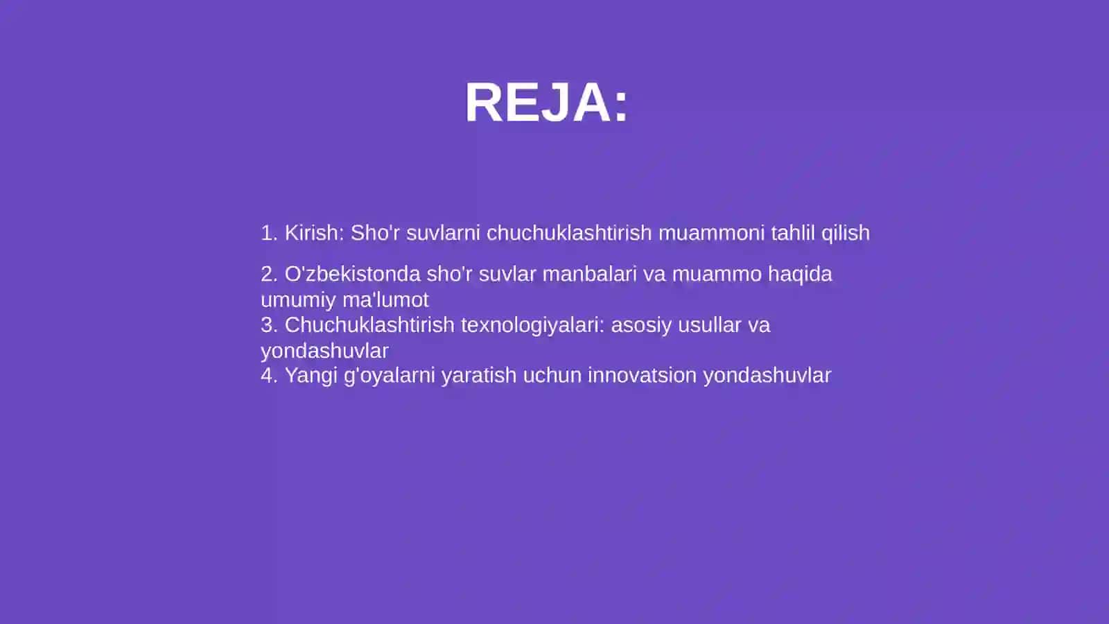 O'zbekistonda sho'r suvlarni chuchuklashtirish g'oyasini yaratish 2