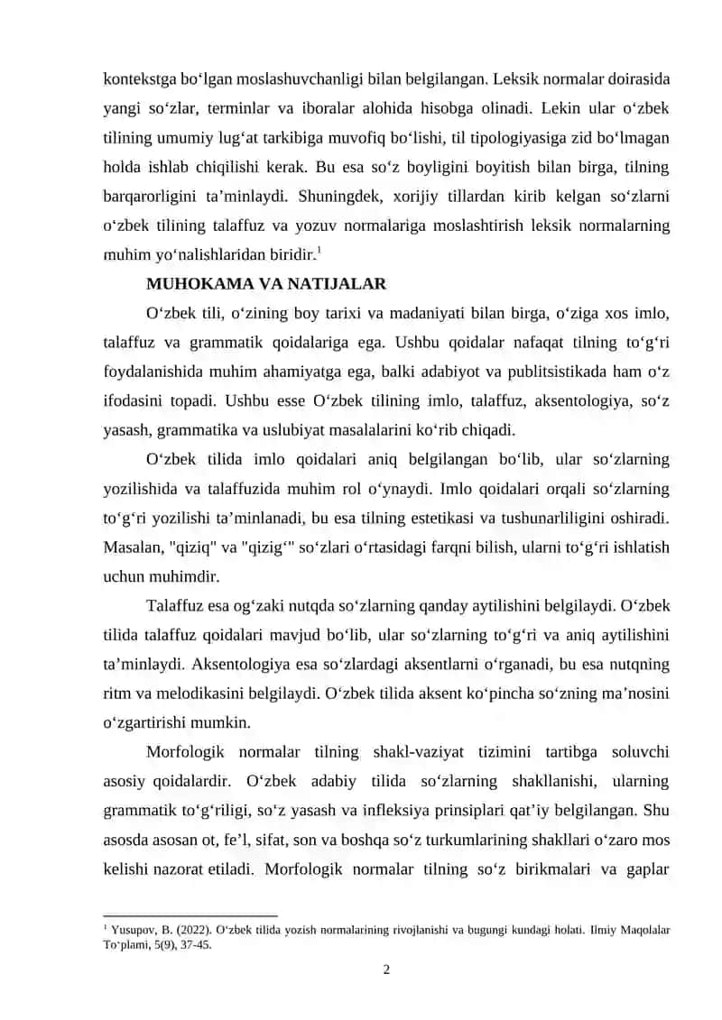 OʻZBEK TILI VA ADABIY NORMALARI, IMLO TALAFUZ, AKSENTALOGIYA SOʻZ YASASH GRAMATIK, USLUBIY. PUBLISTISTIK HAQIDA 2