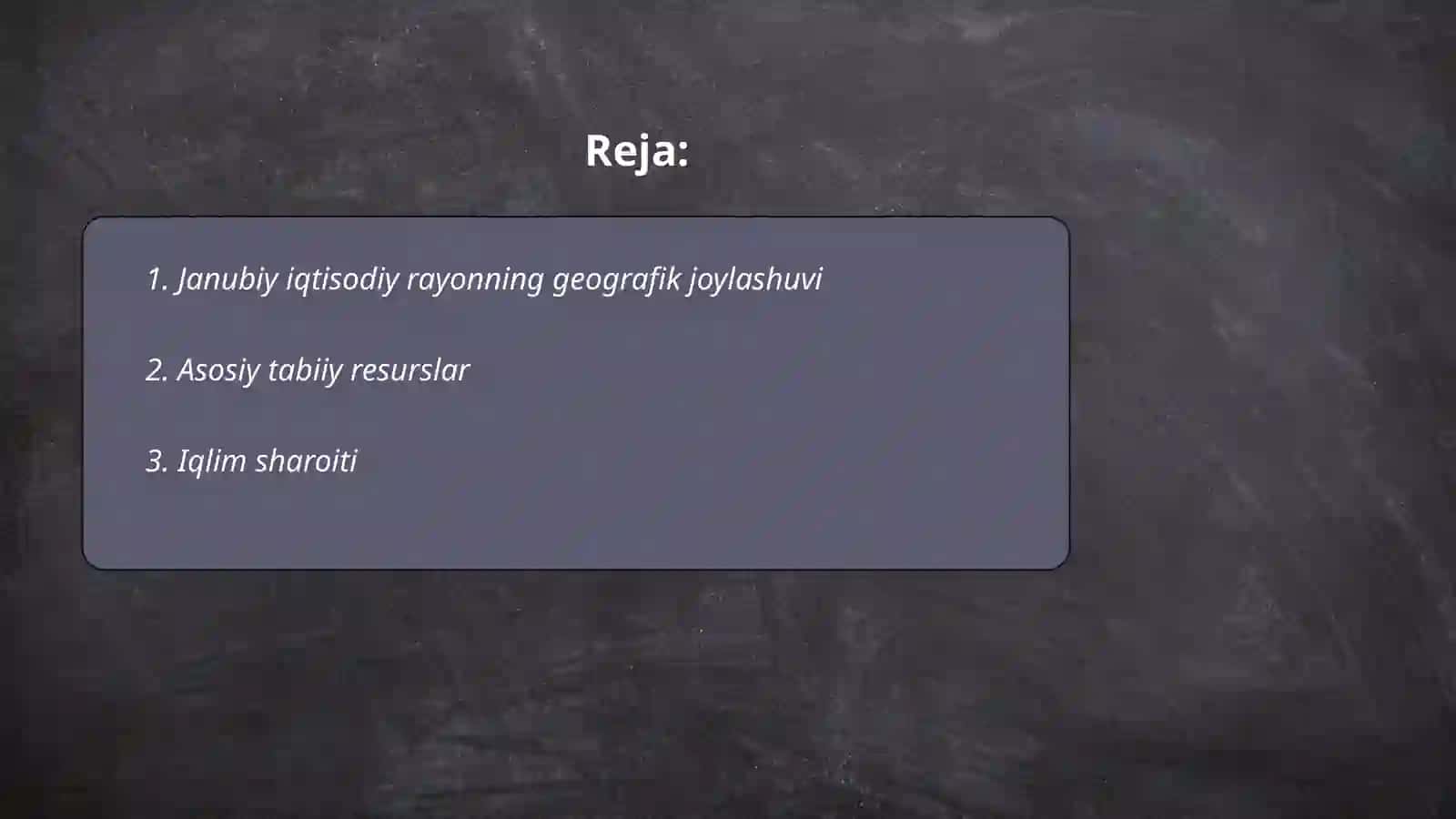 Janubiy iqtisodiy rayon haqida umumiy geografik ma'lumotlar 2