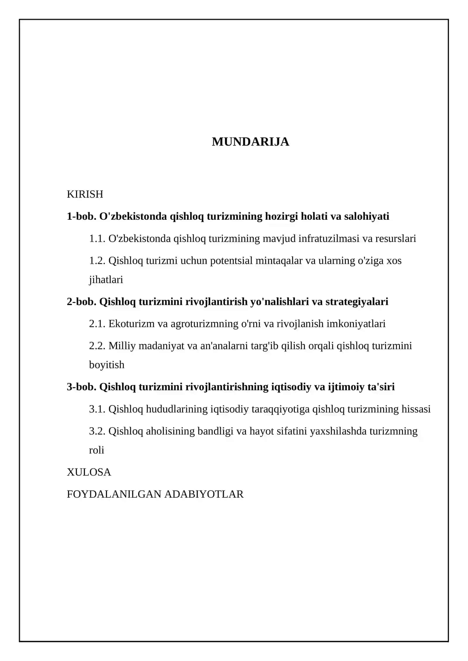 O'zbekistonda qishloq turizmini rivojlantirish istiqbollari 2