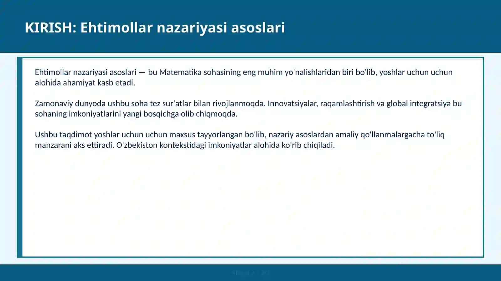 Ehtimollar nazariyasi asoslari 2