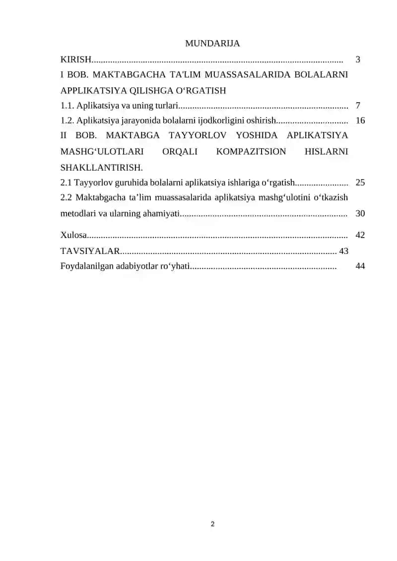 MAKTABGACHA TA'LIM MUASSASALARIDA BOLALARNI APPLIKATSIYA QILISHGA O‘RGATISH 2