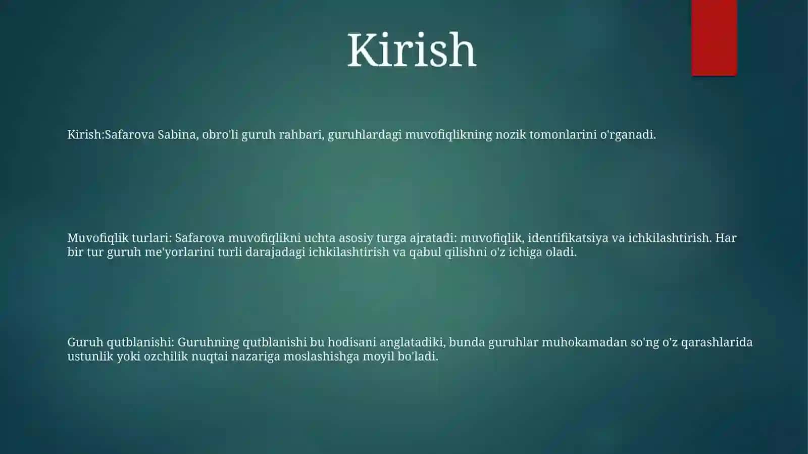 Guruh Bosimi.Konformlik Turlari.Guruhiy Qutblanish 2